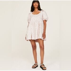 Sandy Liang Hugo Dress Pink/Purple Floral Puff Sleeve Size 6